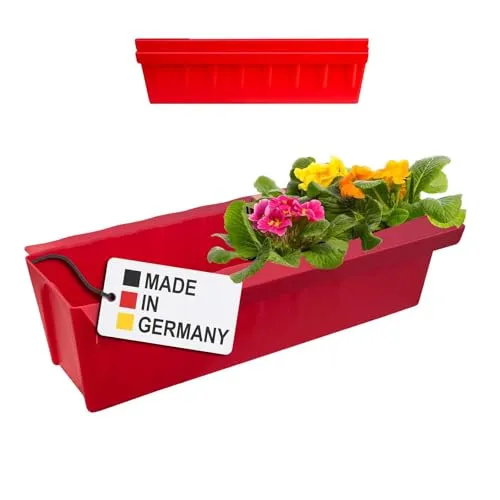 Hossi's Wholesale 2 Euro-Paletten Blumenkästen-Einsätze | mit Hängesystem zum Einhängen | 37,3cm Rot | Pflanzkasten für Europalette Palette | Balkonkasten | Blumentopf | extrem stabil