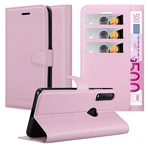 Cadorabo Hülle kompatibel mit Alcatel 1S 2020 Handyhülle aus Premium Kunst Leder Flip Klappbare Stoßfeste Magnetische [Standfunktion] [Kartenfächern] Cover Hülle für Alcatel 1S 2020 Tasche in Rosa