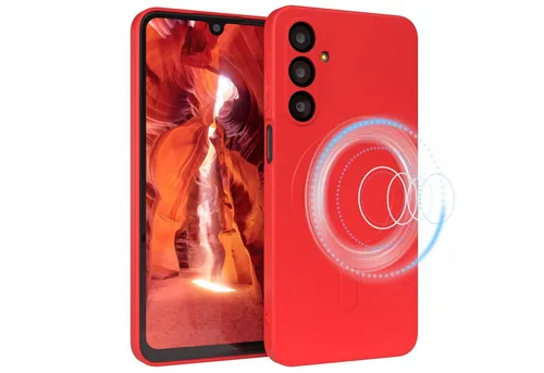 EAZY CASE Handyhülle für Samsung Galaxy A16 Hülle Silikon 6,7 Zoll, MagSafe Handycover Silikon Softcase matt stoßfest Kamera-Bumper Rot