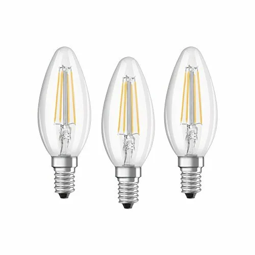 Osram LED Lampe Kerzenform E14 nicht dimmbar - Energiesparlampe mit warmweißem Licht (2500-3000 K), ideal für stimmungsvolle Beleuchtung in Wohnräumen. Energieeffizienzklasse A und 40 W Leistung.