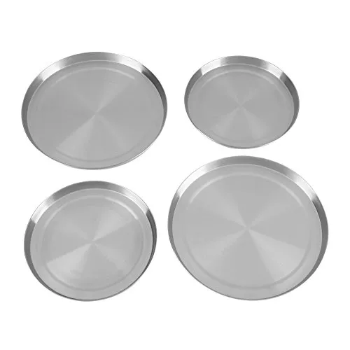 Herdabdeckplatten, Abdeckplatten-Set, 4 x Abdeckplatten in Silber mit 2 x 21cm und 2 x 17cm Brennerabdeckungen, Herdabdeckplatten, Abdeckungen für Elektroherde