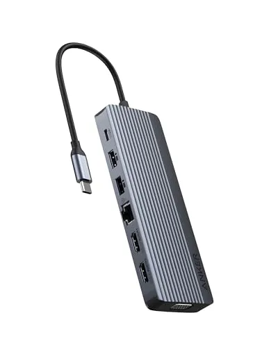 Anker Triple Display USB-C Hub 14-in-1 - USB-Hub mit 14 Anschlüssen, einschließlich zwei 4K HDMI-Ports für Dreifach-Display, ideal für Multitasking und blitzschnellen Datentransfer mit 5 Gbit/s.