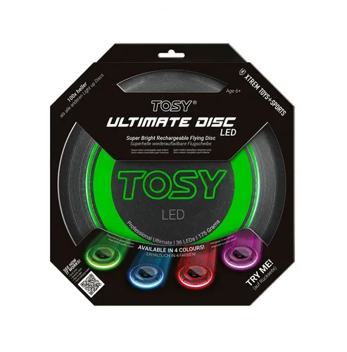 TOSY Ultimate LED Disc, grün - Outdoor-Spielzeug mit 36 leuchtstarken LEDs für nächtliches Frisbee-Spiel. Wasserdicht und schwimmfähig, ideal für Kinder ab 6 Jahren und Erwachsene – für unvergesslichen Spaß im Park oder am Strand.