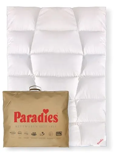 Paradies Gänsedaunenbettdecke Safina 100 - Bettdecken, extrawarm und kuschelig, mit 100% Gänsedaunen für optimalen Schlafkomfort, nachhaltig und in Deutschland produziert.