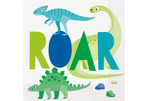 Unique Industries Inc. Papierserviette Servietten Kleine Dinosaurier 16 St. für die Dinoparty, (16 Servietten)