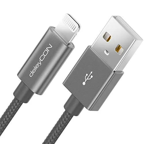 deleyCON 0,5m Lightning 8 Pin Ladekabel USB Kabel Apple MFi für IPhone 14 Pro Max, 14 Plus, 13, 12, SE