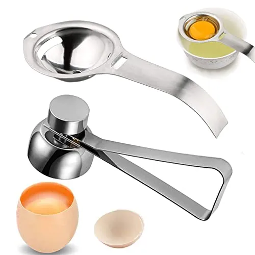 Shell-Öffner Eieröffner Stainless Steel Egg Topper Cutter für Rohes/Weiches Hartgekochtes Ei, Steel Egg Shell-Öffner Eieröffner Stainless, Eiweißabscheider, Metall Eierschale Cutter (Silber)