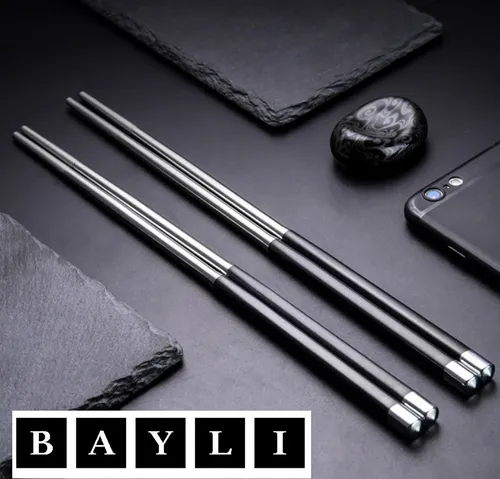 BAYLI Pizzaschneider Bayli 1 Paar Chinesische Essstäbchen Set aus Edelstahl, edle Sushi