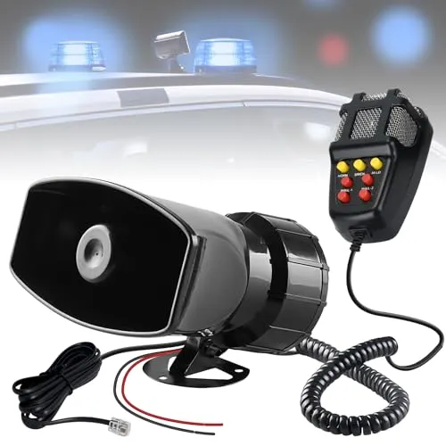 Sirene Lautsprecher, 12V 100W 7-Ton Sound Hupen, Auto Hupe Mit Mikrofon, Horn für Van, Boot, LKW, Motorrad