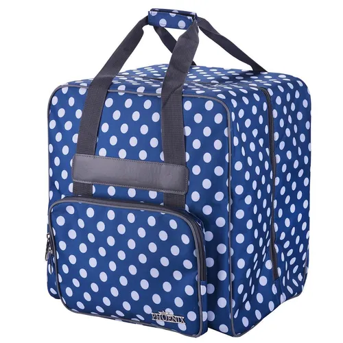 Phönix Overlocktasche Polka Dots blau - Stylische Overlocktasche mit Polka Dots, ideal zum Aufbewahren und Transportieren Ihrer Nähmaschinen und Zubehör.