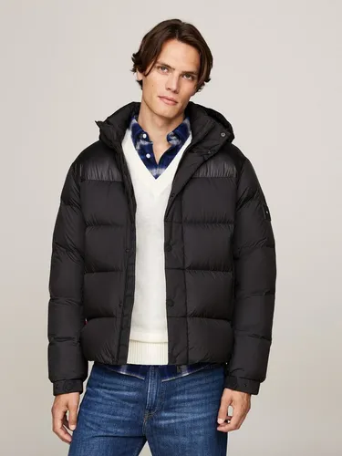 Tommy Hilfiger Herren Pufferjacke Mix Down Hooded Puffer Jacket, Schwarz, XL - Funktionsjacke mit Kapuze, ideal für kalte Tage und ausgestattet mit Tommy Jeans-Branding für einen stylishen Look.