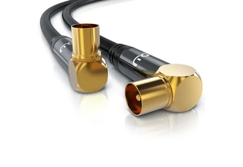 Primewire TV-Kabel, Koax, RF, IEC (200 cm), HDTV Antennenkabel 90° gewinkelt, 4fach Schirmung, 75Ohm, 120dB - 2m