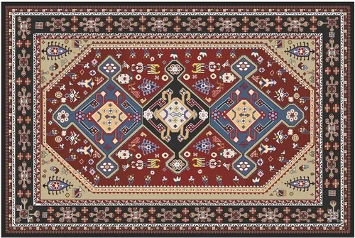 matches21 HOME & HOBBY Fußmatte Türmatte Perser rot Vintage in 40x60 cm als Fussabtreter, rechteckig, Höhe: 5 mm, Rutschfester Türvorleger für innen als waschbare Schmutzfangmatte