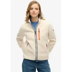 Superdry Damen Outdoor Fleecejacke Ecru 38 - Funktionsjacken mit luxuriösem Sherpa-Außenschicht und superweichem Innenfutter für höchsten Komfort bei kühlerem Wetter.