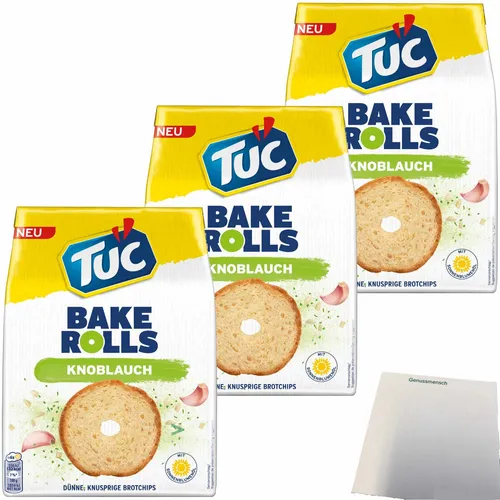 TUC Bake Rolls Brotchips Knoblauch 3er Pack 3x150g Packung usy Block