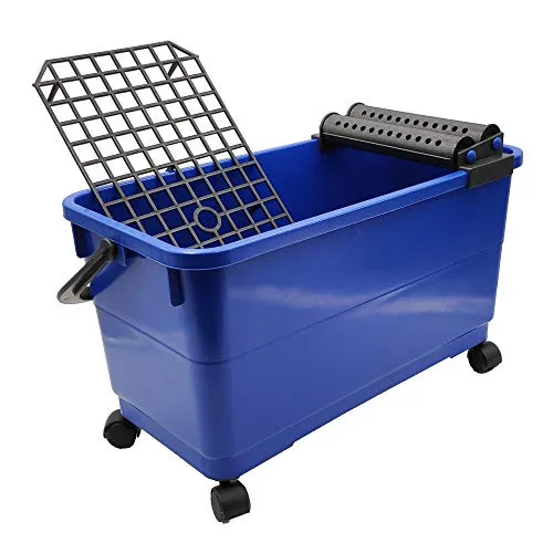 DEWEPRO® Profi Fliesenleger Wascheimer 22l inkl. 4 Laufräder, Bodensieb und Doppelrollenaufsatz