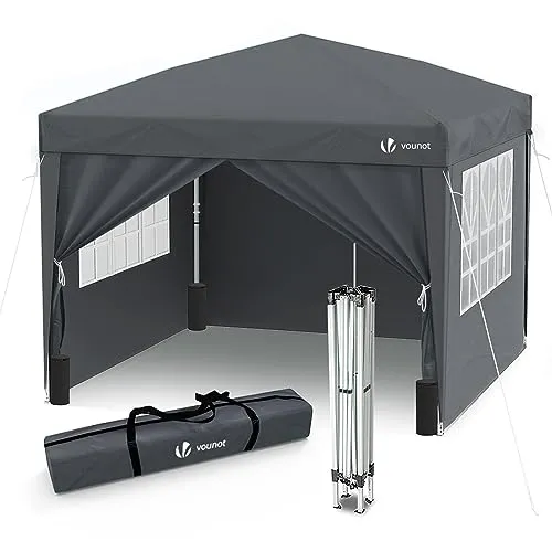 VOUNOT® Pavillon 3x3m mit 4 Seitenteilen - Faltbarer Gartenzelt für Partys und Outdoor-Aktivitäten, inklusive 4 abnehmbarer Seitenteile und Sandsäcke für optimale Stabilität und Schutz vor Sonne und Wind.