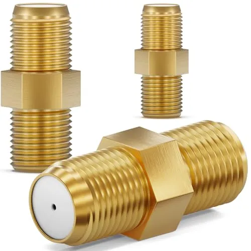 HB-DIGITAL 3x Profi SAT Koaxialkabel Adapter Verbinder F-Kupplung F-stecker Für Fernsehkabel Antennenkabel Satelliten Kabel 2X F-Buchse Breite - Vergoldet