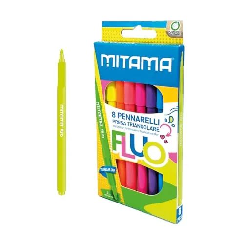 Mitama 8 Filzstifte Set, Kreatives Set, Neonfarbe, dünne Spitze, Filzschreiber, Fineliner, auswaschbar, Schulzubehör, Kindergarten, Kinder, Mädchen, Jungen, Geschenkidee
