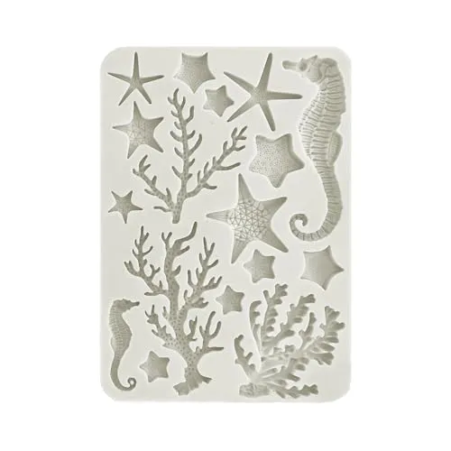 Stamperia - Silicon Mould A5 for Scrapbooking, Bullet Journalling and More, Corals, Non-Stick Surface, Suitable for Air-Dry Clay, Resin, and More, Perfect for Hobbies, Crafts, and Gifting (Sea Land)