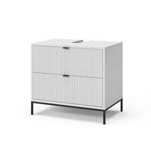 Vicco Waschbeckenunterschrank Eliza, Weiß, 70 x 63 cm mit 2 ausziehbaren Schubladen