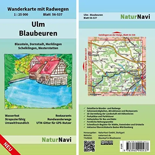 Ulm - Blaubeuren: Wanderkarte mit Radwegen, Blatt 56-537, 1 : 25 000, Blaustein, Dornstadt, Merklingen Schelklingen, Westerstetten: Wanderkarte mit ... (NaturNavi Wanderkarte mit Radwegen 1:25 000)