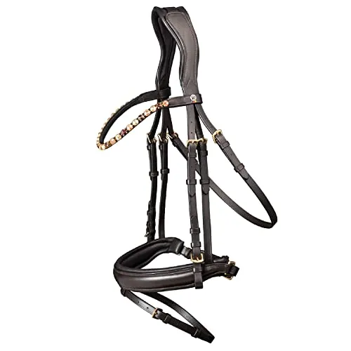 WALDHAUSEN Trensenzaum X-Line Goldheart, schwed.Komb., braun, WB - Hochwertiger Trensenzaum mit anatomisch geformtem Genickstück und weicher Unterlegung, ideal für maximalen Komfort und edles Design für Ihr Pferd.