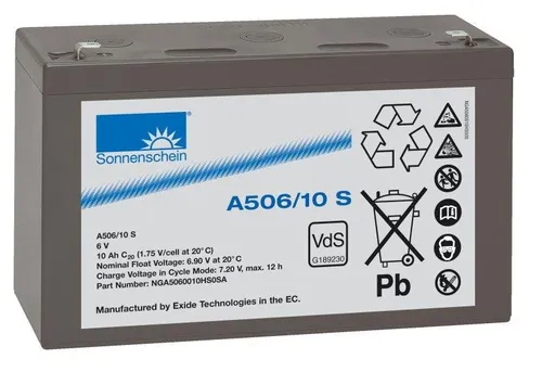 Exide Sonnenschein A506/10 S VdS 6V 10Ah Blei-Gel-Akku von Exide