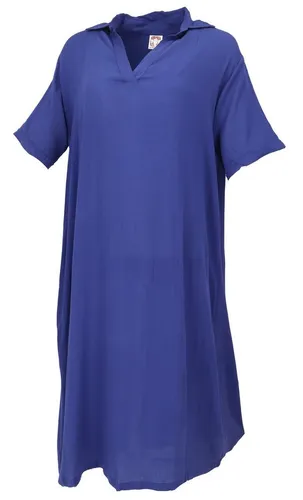 Luftiges Sommerkleid - V-Ausschnitt in Blau - Hochwertiges Shirtkleid für Frauen, ideal für Frühling und Sommer. Aus 100% Viskose gefertigt, bietet es einen lockeren Sitz und ist perfekt für entspannte Tage. Fair gehandelt und neu!