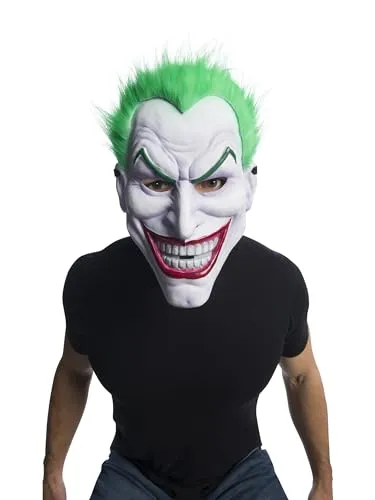Rubie‘s Official DC Comic Joker-Maske für Erwachsene mit Haar, der Batman-Superschurke, Einheitsgröße Halloween