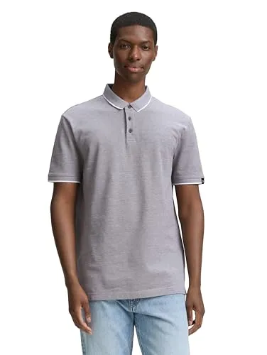 TOM TAILOR Poloshirt Kurzarmshirt grau S (44/46) - Klassisches Poloshirt aus 100% Baumwolle, ideal für lässige Outfits. Maschinenwaschbar und mit Polokragen für einen sportlichen Look.