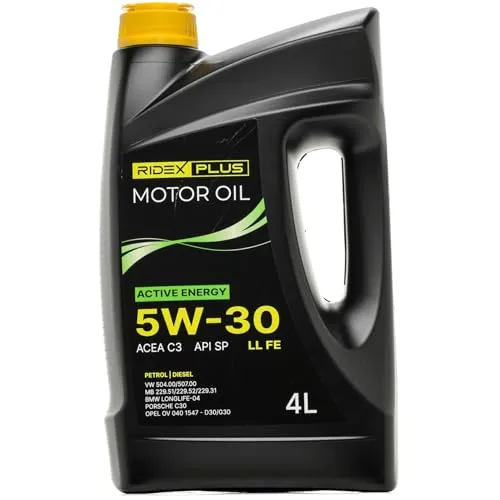RIDEX PLUS Motoröl 5W-30 für VW, MERCEDES-BENZ, AUDI - Vollsynthetisches Motoröl in 4L Kanister, ideal für zahlreiche Fahrzeugtypen und erfüllt höchste Herstellerstandards (ACEA C3, API SP) für optimalen Schutz und Leistung.