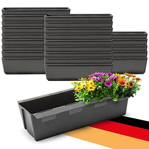 BigDean 24er Set Paletten Blumenkästen mit Hängesystem - 37cm anthrazit - Die Blumenkästen im 24er Set sind ideal für Europaletten und ermöglichen durch ein praktisches Hängesystem vielseitige Einsatzmöglichkeiten im Garten, auf dem Balkon oder der Terrasse. Hergestellt aus recyceltem Material, bieten sie hohe Stabilität.