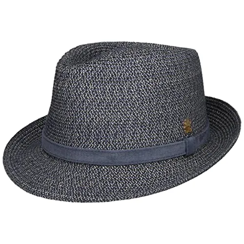 Mayser Zechbauer Trilby Hut Hanf Leinen UV-Schutz Ledergarnitur Made in EU Herren Sommer blau 61 cm