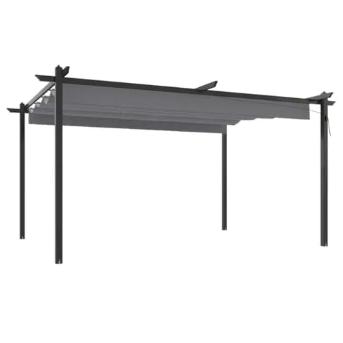 vidaXL Pavillon mit Ausziehbarem Dach 4x3 m Anthrazit - Pavillon mit ausziehbarem Dach, bietet flexiblen Sonnenschutz und ist ideal für Gartenpartys oder entspannte Stunden im Freien.