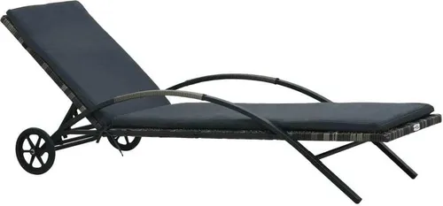 The Living Store Sonnenliege Anthrazit mit Auflage & Rädern