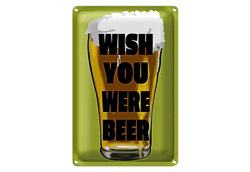 Roomando Metallschild Blechschild 20x30cm Wish you were beer Bier