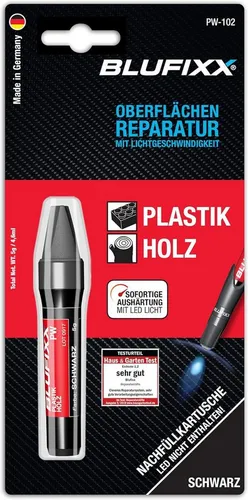 BLUFIXX Smart-Repair PW Kartusche SCHWARZ 5g DE - Klebstoffe – Nachfüllkartusche für den innovativen BLUFIXX Reparaturstift, ideal zum Reparieren und Modellieren von Holz und Plastik, für ein nahezu neuwertiges Ergebnis.