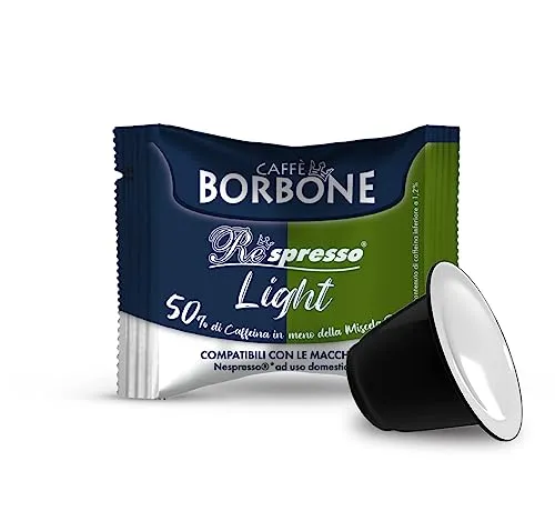 Caffè Borbone Respresso Light-Kaffeemischung - 100 Kapseln für Nespresso®* - Genießen Sie die leichte Caffè Borbone Mischung mit 50 % weniger Koffein. Ideal für den täglichen Genuss ohne Sorgen. Kompatibel mit Nespresso®* Maschinen.