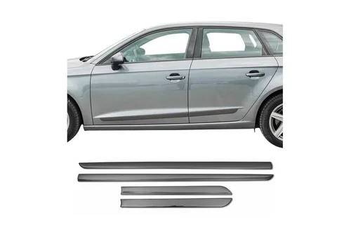 OMAC Zierleisten-Aufkleber für Ford Kuga 2008-2012 - Chromstahl Dunkel (4tlg) - Hochwertige Zierleisten für die Seitentürleiste des Ford Kuga. Langlebig und rostbeständig, bieten sie eine einfache Installation und Pflege. Perfekt für eine stilvolle Optik und Schutz der Karosserie.