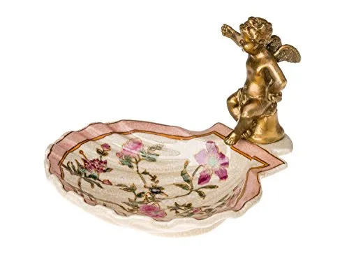 Aubaho Dekoobjekt Nostalgie Porzellan Schale - Deko-Objekte: Handgefertigte Porzellan- und Bronzeschaale im antiken Stil, ein Unikat mit nostalgischem Charme, ideal als Seifenschale oder zur Dekoration.