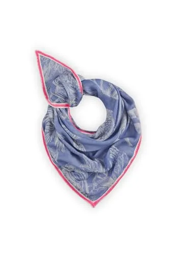 Codello Dreieckstuch mit Dschungelmotiven in Blau oder Pink - Stylisches Dreieckstuch mit farbenfrohen Dschungelmotiven, ideal für moderne Looks. Hergestellt aus 60 % Baumwolle und 40 % Modal, bietet es angenehmen Tragekomfort und lässt sich leicht pflegen.