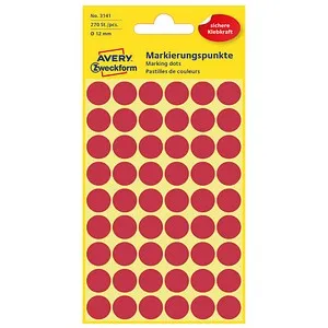 AVERY Zweckform Klebepunkte 3141 rot Ø 12,0 mm, 270 St.