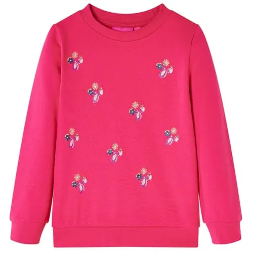vidaXL Kinder Sweatshirt mit Glitzer-Muster Langarmshirt Pullover Pulli Knallrosa 104