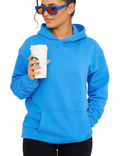 DAILY COTTON Hoodie Unifarben Oversize Damen Kapuzenpullover - Bequemer Oversize Hoodie für Damen aus 65% Baumwolle und 35% Polyester. Pflegeleicht und ideal für den Alltag, mit praktischer Kängurutasche und Kapuze.