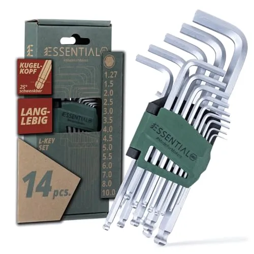 Wiha Essential Stiftschlüssel Set 14 tlg. mit Kugelkopf I Innensechskant Satz 1,27-10mm I Innensechskantschlüssel Satz für Zuhause & Profi