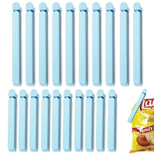 Amindz 20 Stücke Luftdicht Beutelclips,Snacks Beutel Verschluss,Kunststoff Verschlussklammer,Verschließen Tüte Clips für Aufbewahren Einfrieren Lebensmittel Snacks(12cm/15.5cm)