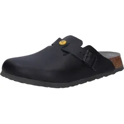BIRKENSTOCK Damen Clogs Boston ESD Schwarz mit schmalem Fußbett 37 - ESD-gerechte Clogs mit anatomisch geformtem Kork-Latex-Fußbett, ideal für den Arbeitsplatz. Individuell verstellbare Dornschnalle aus Metall für optimalen Tragekomfort.