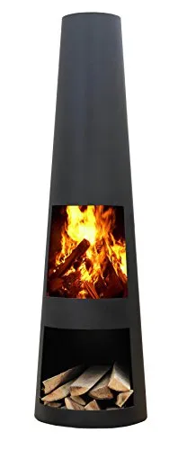 Original Gartenkamin/Terrassen- Feuerstelle Rengo Black, Kamin 125cm