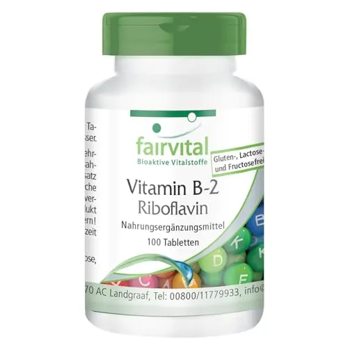 Fairvital | Vitamin B2 Riboflavin - 200mg pro Tag - 100 Tabletten - HOCHDOSIERT - VEGAN